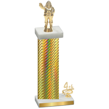 Accented Single Gold Carbon Fiber Fourth Place Holiday Trophy