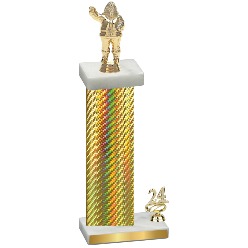 Accented Single Gold Carbon Fiber Year Holiday Trophy