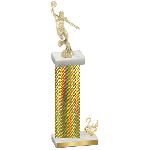 Accented Single Gold Carbon Fiber Second Place Basketball Trophy