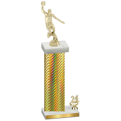 Accented Single Gold Carbon Fiber Year Basketball Trophy