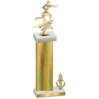 Accented Single Gold Carbon Fiber Victory Flag Football Trophy