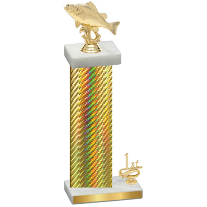 Accented Single Gold Carbon Fiber First Place Fishing Trophy