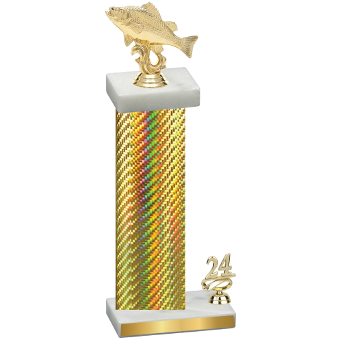 Accented Single Gold Carbon Fiber Year Fishing Trophy