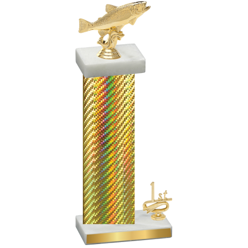 Accented Single Gold Carbon Fiber First Place Fishing Trophy