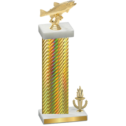 Accented Single Gold Carbon Fiber Victory Fishing Trophy