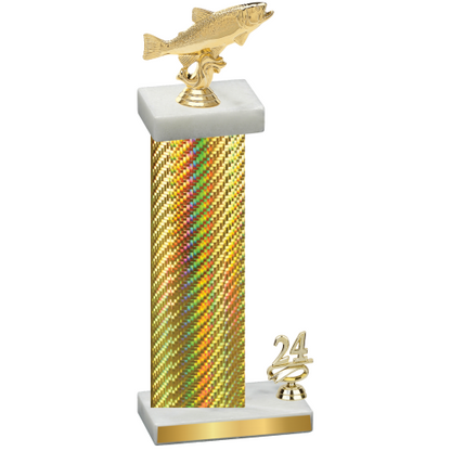 Accented Single Gold Carbon Fiber Year Fishing Trophy