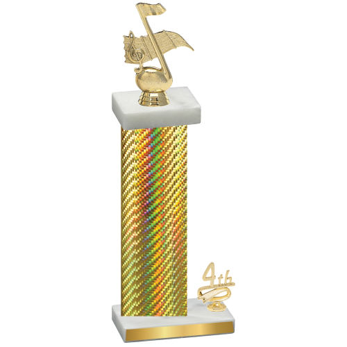 Accented Single Gold Carbon Fiber Fourth Place Music Trophy