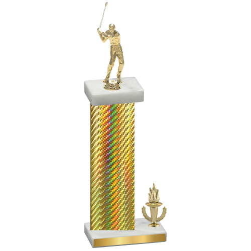 Accented Single Gold Carbon Fiber Victory Golf Trophy