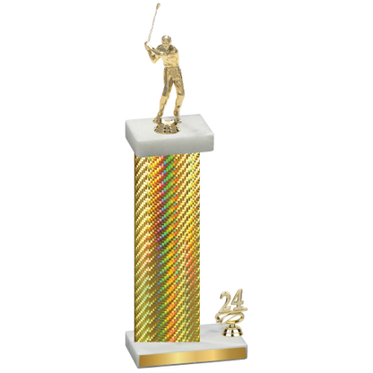 Accented Single Gold Carbon Fiber Year Golf Trophy