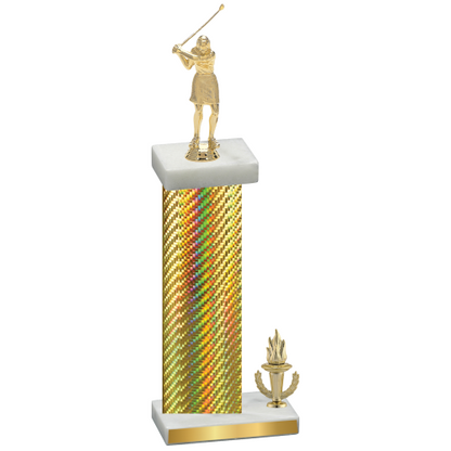 Accented Single Gold Carbon Fiber Victory Golf Trophy