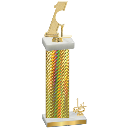 Accented Single Gold Carbon Fiber First Place Golf Trophy