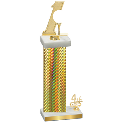 Accented Single Gold Carbon Fiber Fourth Place Golf Trophy
