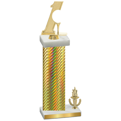 Accented Single Gold Carbon Fiber Victory Golf Trophy