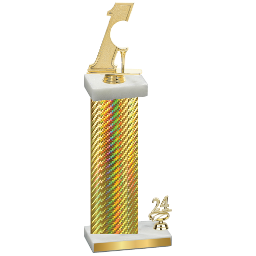 Accented Single Gold Carbon Fiber Year Golf Trophy