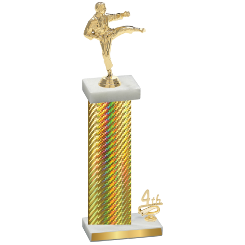 Accented Single Gold Carbon Fiber Fourth Place Karate Trophy