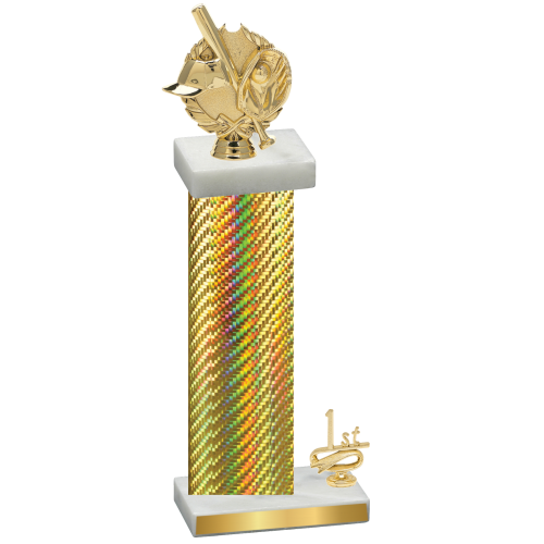 Accented Single Gold Carbon Fiber First Place Baseball Trophy