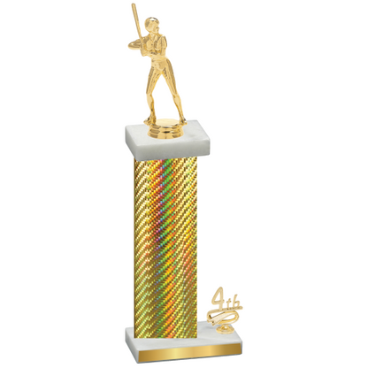Accented Single Gold Carbon Fiber Fourth Place Softball Trophy