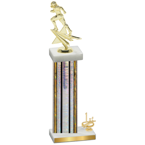 Accented Single Silver Glacier First Place Football Trophy