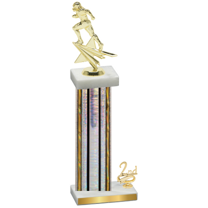 Accented Single Silver Glacier Second Place Football Trophy