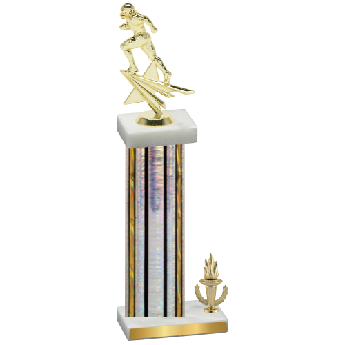Accented Single Silver Glacier Victory Football Trophy