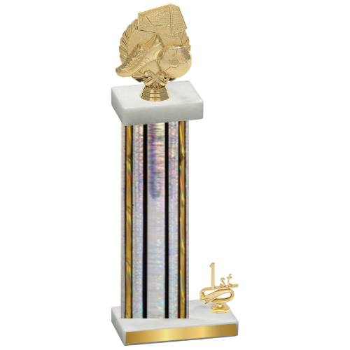 Accented Single Silver Glacier First Place Soccer Trophy