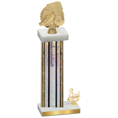 Accented Single Silver Glacier Third Place Soccer Trophy
