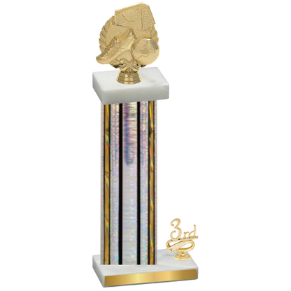 Accented Single Silver Glacier Third Place Soccer Trophy