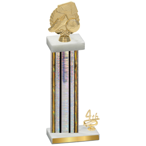 Accented Single Silver Glacier Fourth Place Soccer Trophy