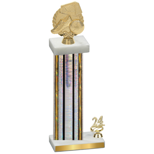 Accented Single Silver Glacier Year Soccer Trophy