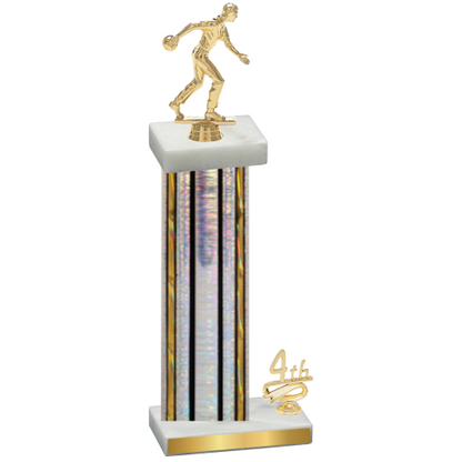 Accented Single Silver Glacier Fourth Place Bowling Trophy