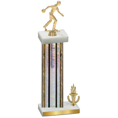 Accented Single Silver Glacier Victory Bowling Trophy