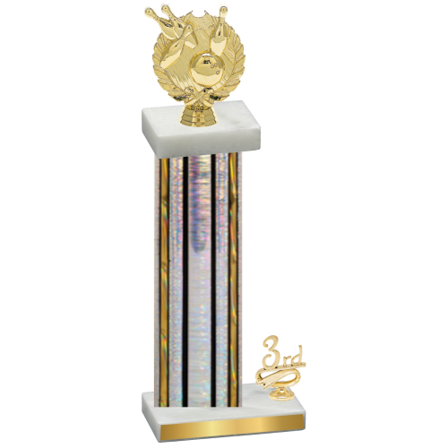 Accented Single Silver Glacier Third Place Bowling Trophy