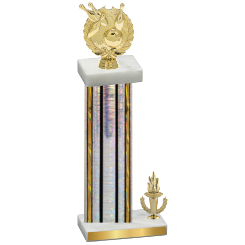 Accented Single Silver Glacier Victory Bowling Trophy