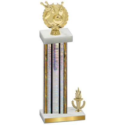 Accented Single Silver Glacier Victory Bowling Trophy