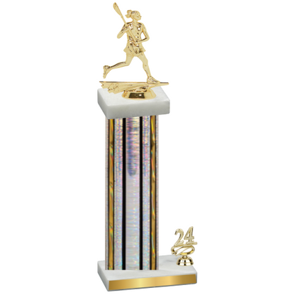 Accented Single Silver Glacier Year Lacrosse Trophy