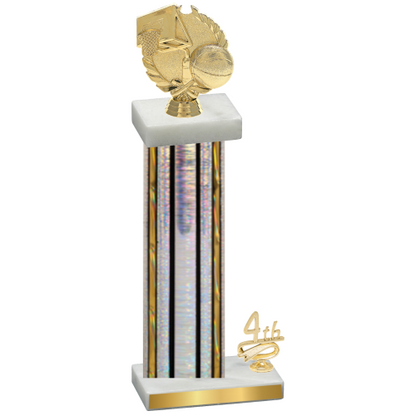 Accented Single Silver Glacier Fourth Place Basketball Trophy