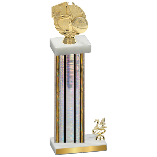 Accented Single Silver Glacier Year Basketball Trophy