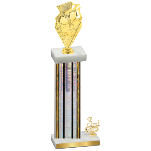 Accented Single Silver Glacier Third Place Pickleball Trophy
