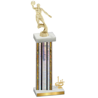 Accented Single Silver Glacier First Place Basketball Trophy