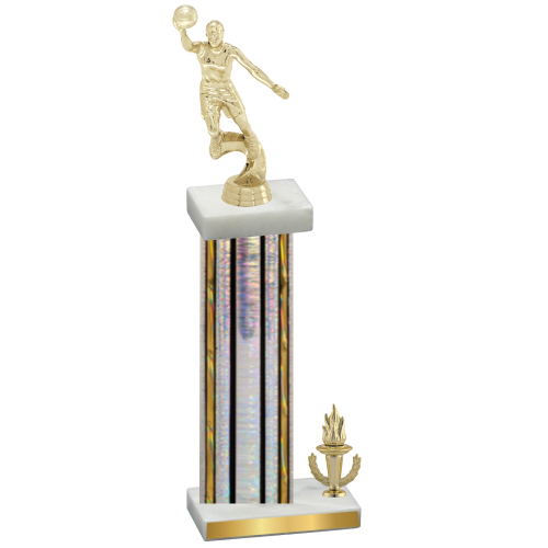 Accented Single Silver Glacier Victory Basketball Trophy
