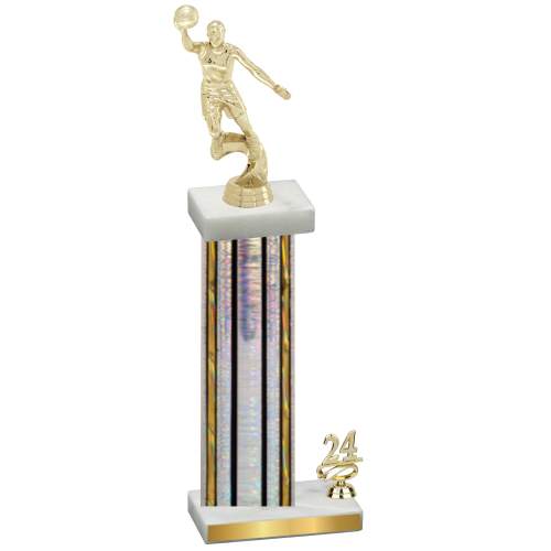 Accented Single Silver Glacier Year Basketball Trophy