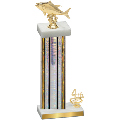 Accented Single Silver Glacier Fourth Place Fishing Trophy