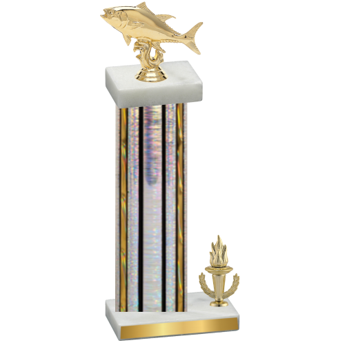 Accented Single Silver Glacier Victory Fishing Trophy