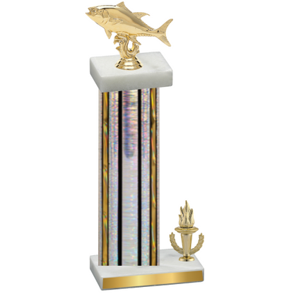 Accented Single Silver Glacier Victory Fishing Trophy