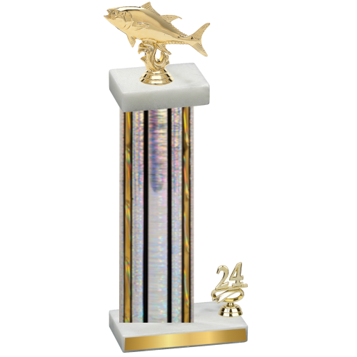 Accented Single Silver Glacier Year Fishing Trophy