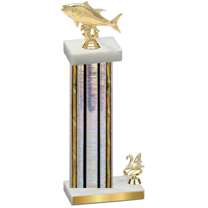 Accented Single Silver Glacier Year Fishing Trophy