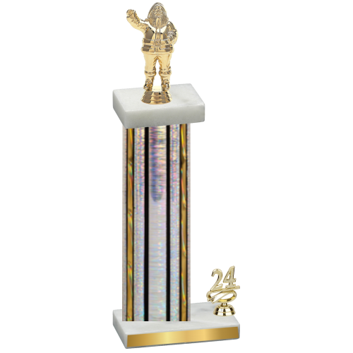 Accented Single Silver Glacier Year Holiday Trophy