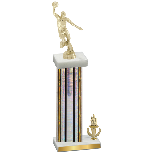 Accented Single Silver Glacier Victory Basketball Trophy