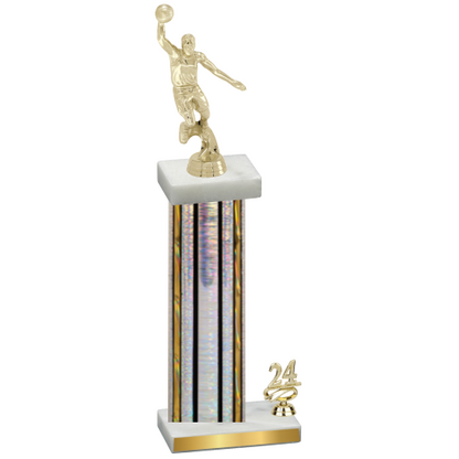 Accented Single Silver Glacier Year Basketball Trophy