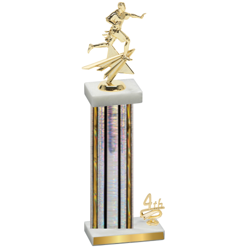 Accented Single Silver Glacier Fourth Place Flag Football Trophy